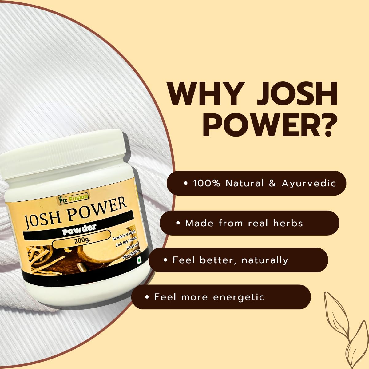 Fit Fusion Ayurveda Josh Power Powder for Men 200g With Ashwagandha & Safed Musli - View 3