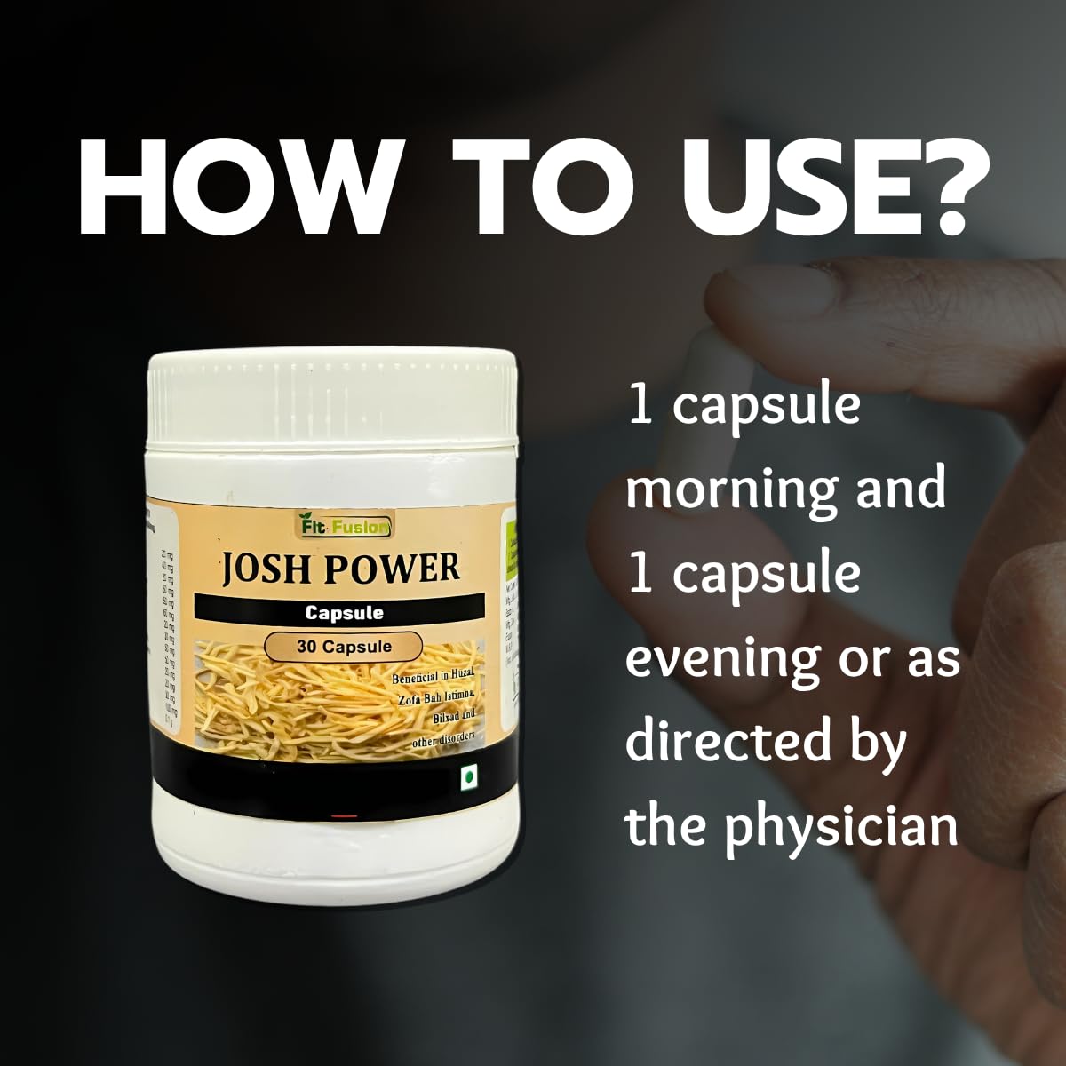 Fit Fusion Ayurveda Josh Power Capsule for Men, Ayurvedic Supplement with Ashwagandha, Safed Musli - View 4